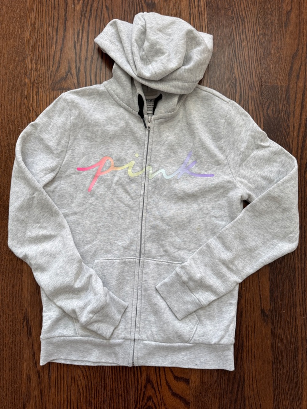 ☮️☮️ PINK Zip-Up Hoodies in Heather Gray & Mustard - Picture 3 of 5